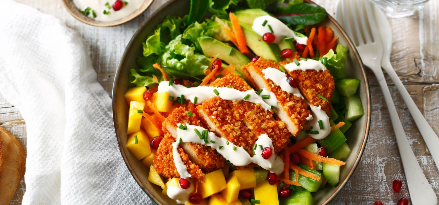 Recette Buddah Bowl, escalope de soja, carotte, salade, mangue, avocat